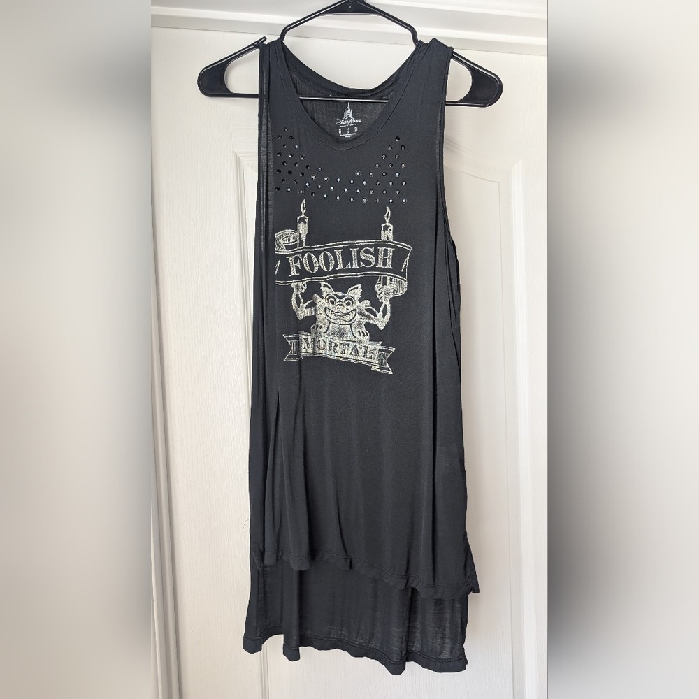 Disney Black Tank Top with Foolish Mortal Design